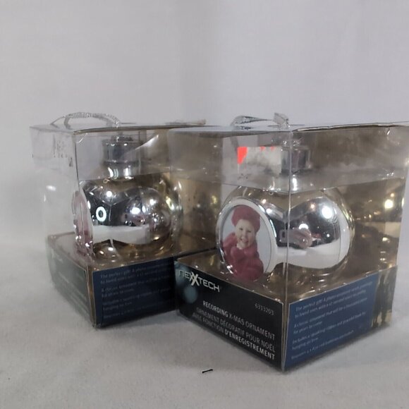 Nexxtech 2 Recording X-Mas Ornament 12 Second Voice Recording 6313203 NEW Silver - Picture 7 of 7